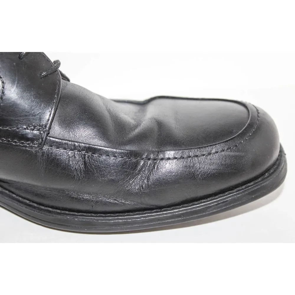 JOHNSTON & MURPHY ATCHISON MOC TOE Black Leather Lace Up Oxfords Mens Shoes 10.5